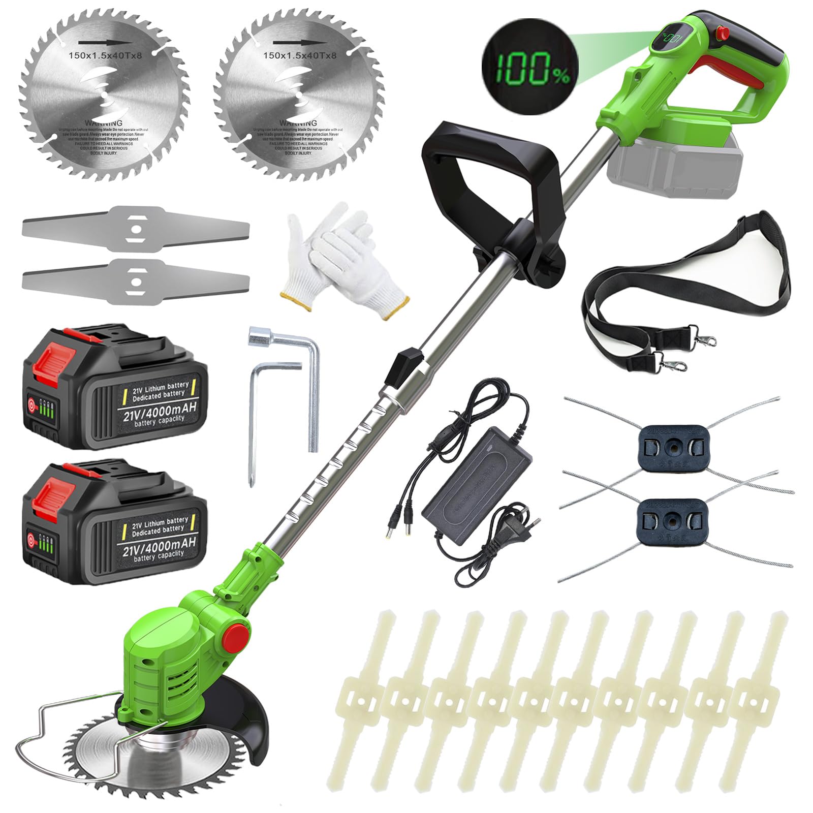 Grastrimmer met accu, accu-grastrimmer voor Makita-accu's met 4