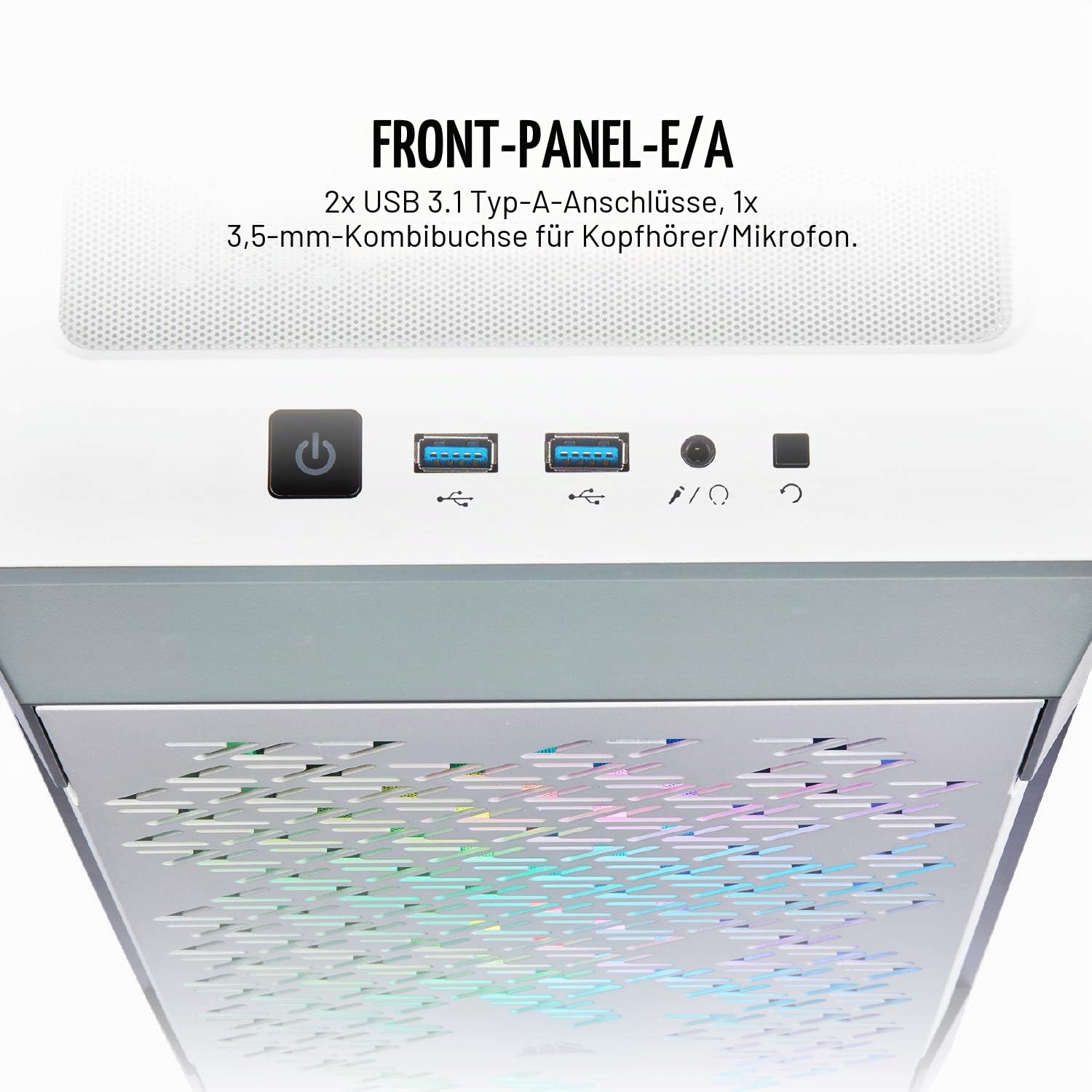 Corsair iCUE 220T RGB Airflow GEH?rtetes Glas Mid-Tower ATX Smartes Gaming GEH?use, wei, CC-9011174-WW