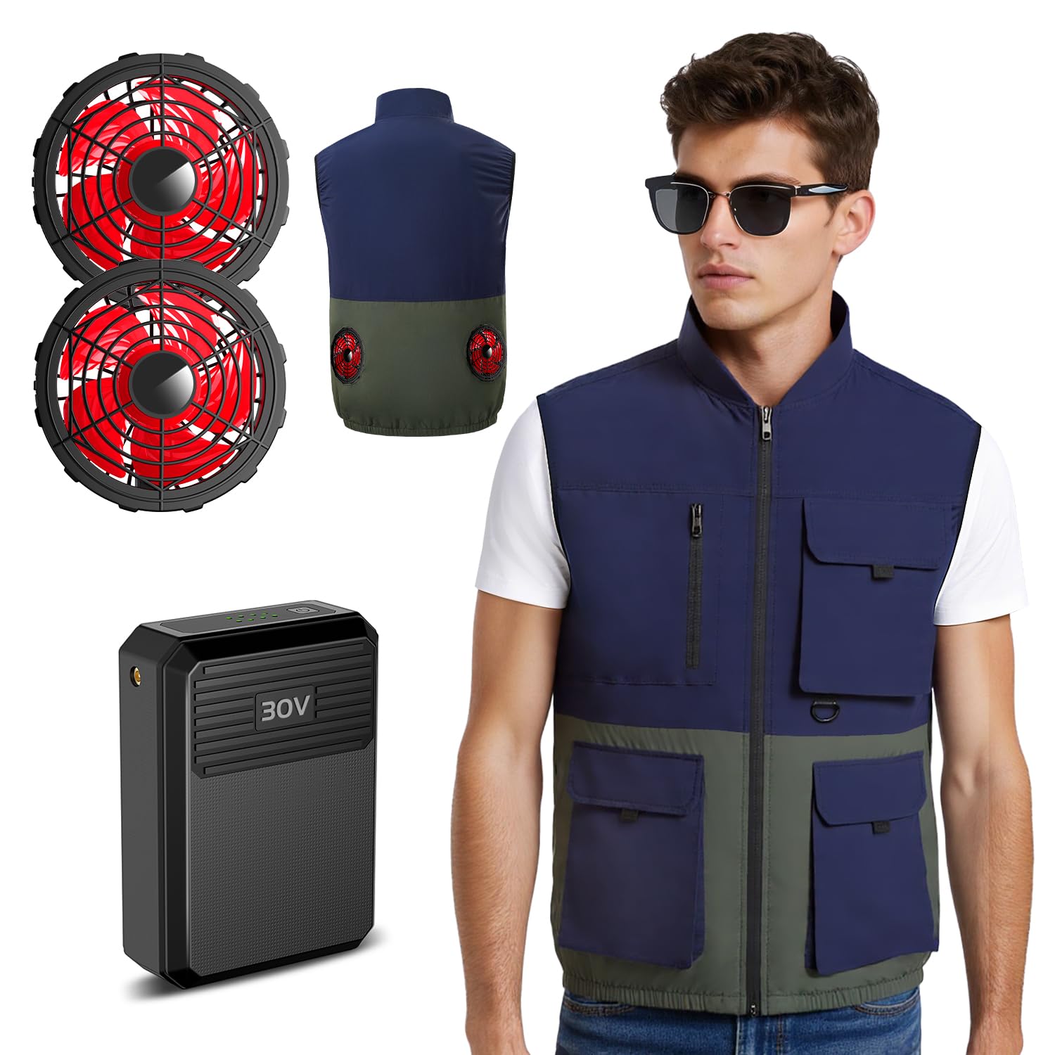 Amazon.co.jp: [KLIFE] ファン付きベスト 空調作業服 ファンバッテリー