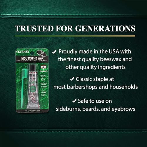 Miniatura 4 de Clubman Pinaud - Cera para bigote con aplicador de peine, para peinar y mejorar el color, neutra, 0.5 onzas (paquete de 3)