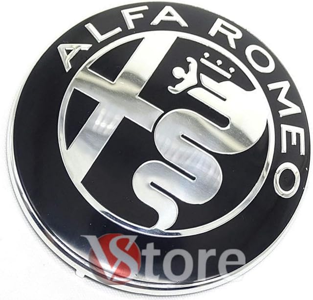 2 Fregi Coat of Arms Alfa Romeo Black Logo 74mm Front Bonnet Rear Emblem Black Mirror 147 156 159 Brera Mito Metal