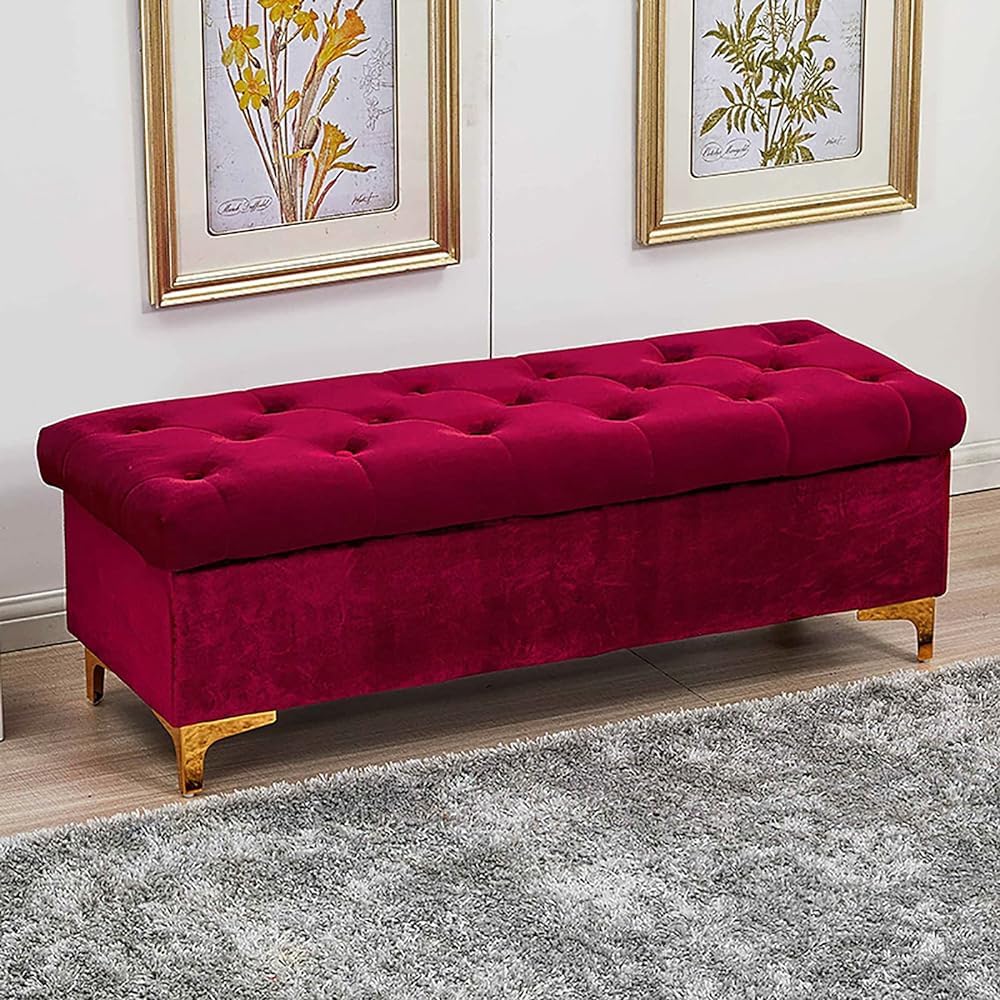 KLGFBDC Storage Ottoman Bench, Upholstered Modern Footstool for Living Room, Bedroom, Hallway - Multifunctional Shoe Bench and Storage Solution