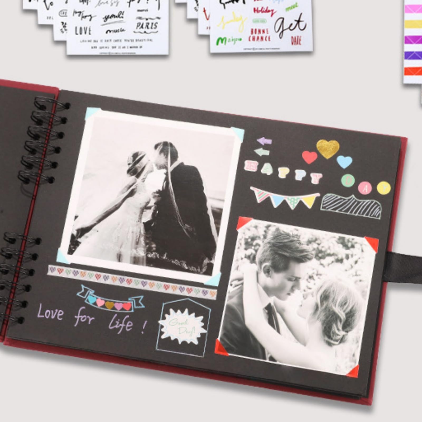 1 album fotograficzny do samodzielnego ozdobienia, "zrób to sam", 80 czarnych stron, zestaw do scrapbookingu na urodziny, zakończenie szkoły, Walentynki, rocznicę (brązowy)