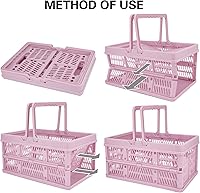 Vista 3 de cajas para almacenamiento, cestas de plástico para organizar, cesta de compras plegable, caja plegable con asas, caja de almacenamiento plegable
