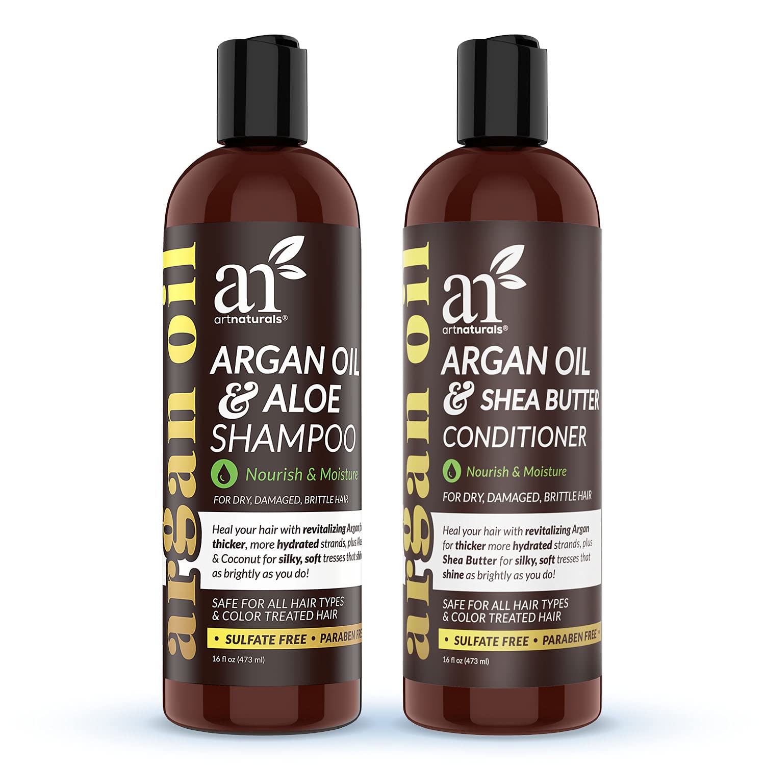 artnaturals Moroccan Argan Oil Shampoo and Conditioner Set - (2 x 16 Fl Oz / 473ml) - Volumizing & Moisturizing - Gentle on Curly & Color Treated Hair : Beauty & Personal Care
