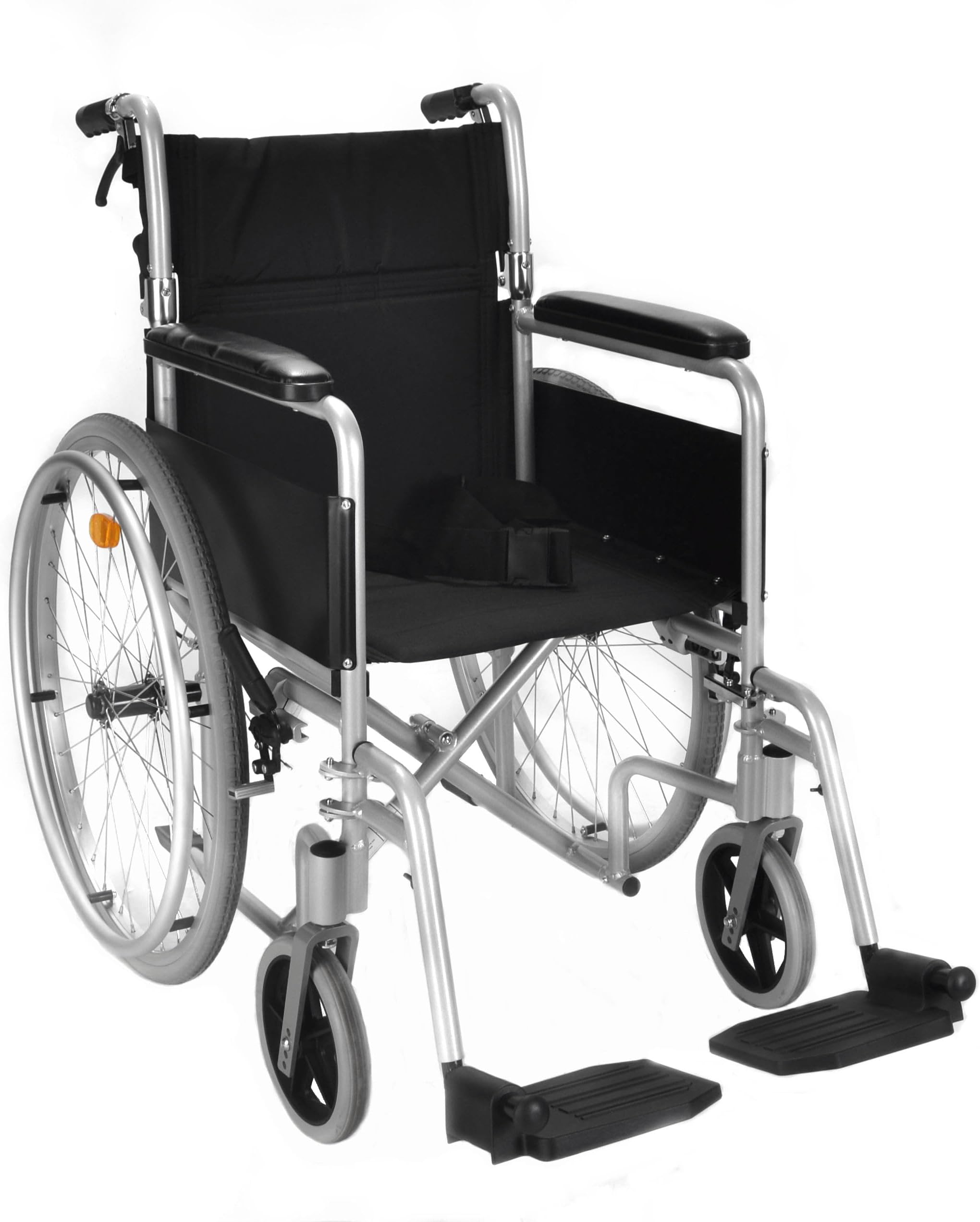 Lightweight Aluminium self propelled Folding Wheelchair 8.5kg Carry Weight, 18 Inch Seat Width with Attendant handbrakes