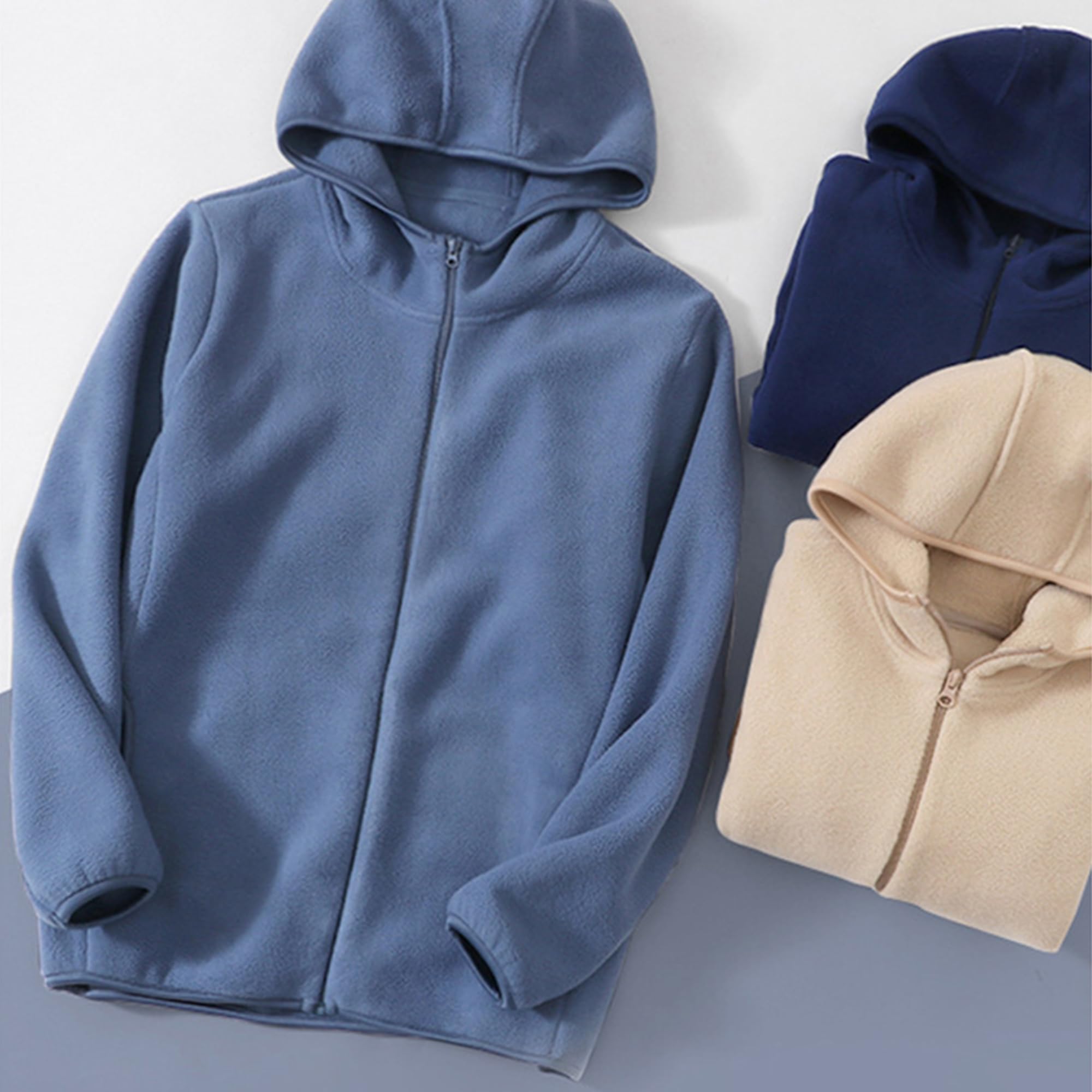 Bambino Bambini Pile Polare Giacca Adulti Giacca con Cappuccio Cerniera Caldo Antivento Cappotto Solido Genitore-Bambino Leggero Capispalla Tops