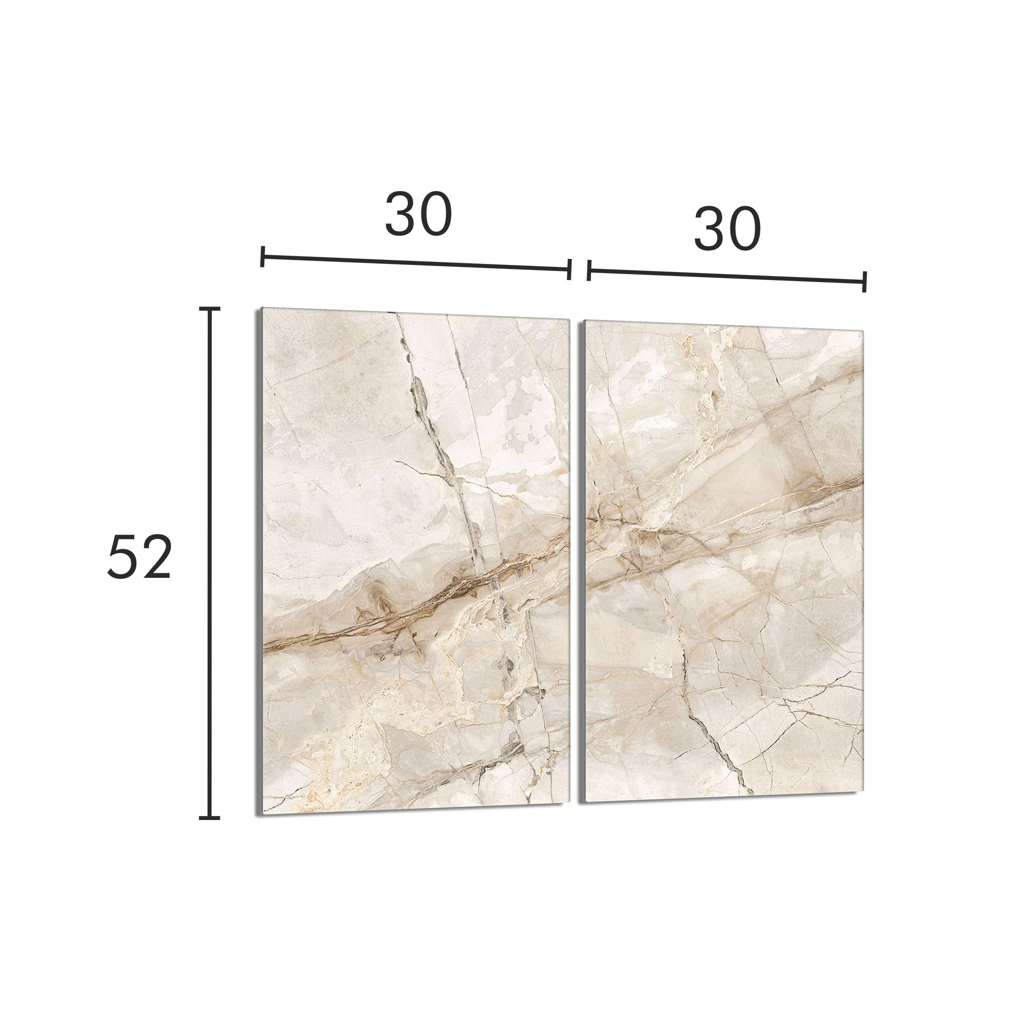 Tabla de cortar decorativa de cristal templado y cubre vitro, Placa protectora de vitrocerámica 30 x 52 cm 2 piezas, para inducción, protección contra salpicaduras, decoración, MÁRMOL