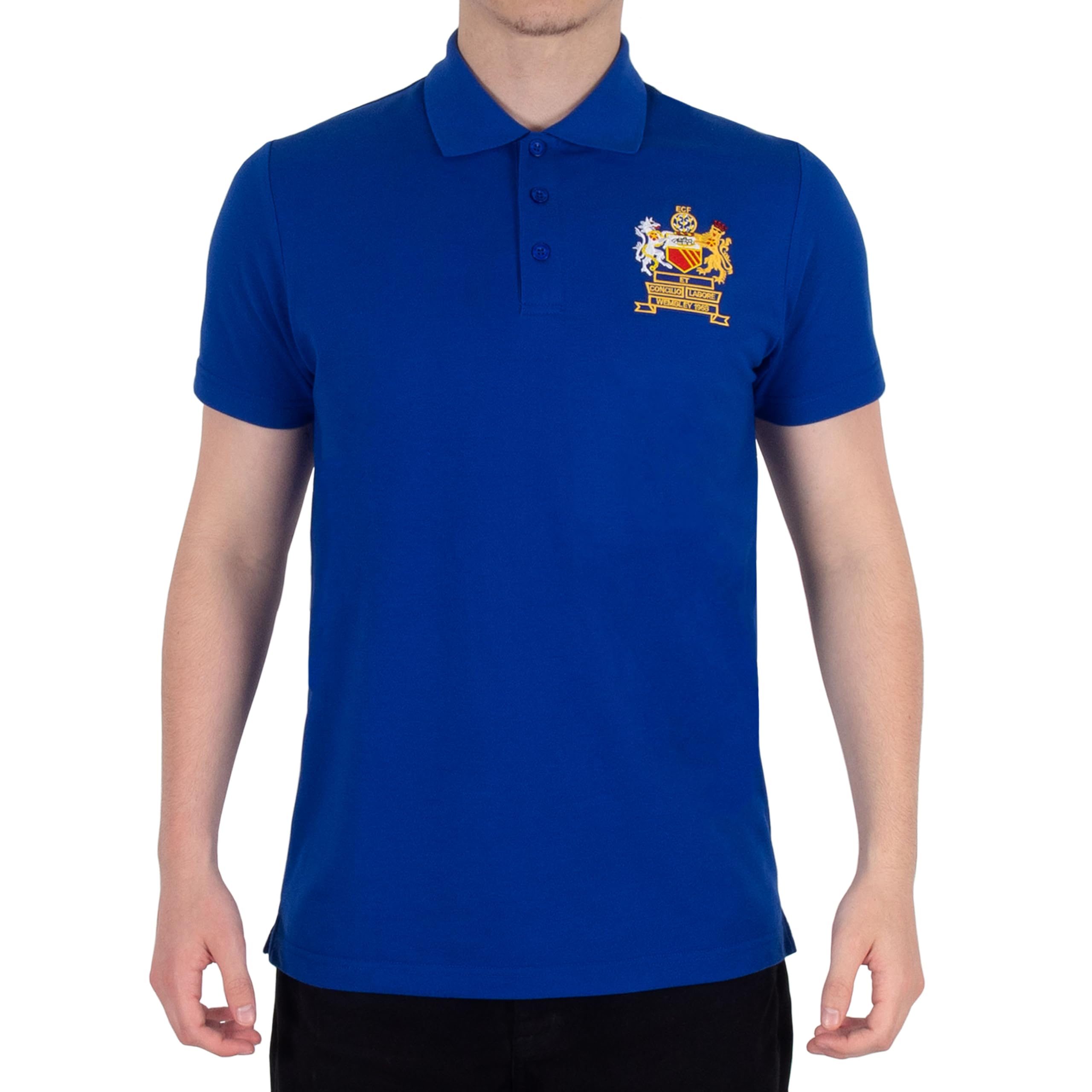 Fan Originals Men's Blue United 68 United 1968 European Colours Manchester Crest Polo Shirt Blue Xl