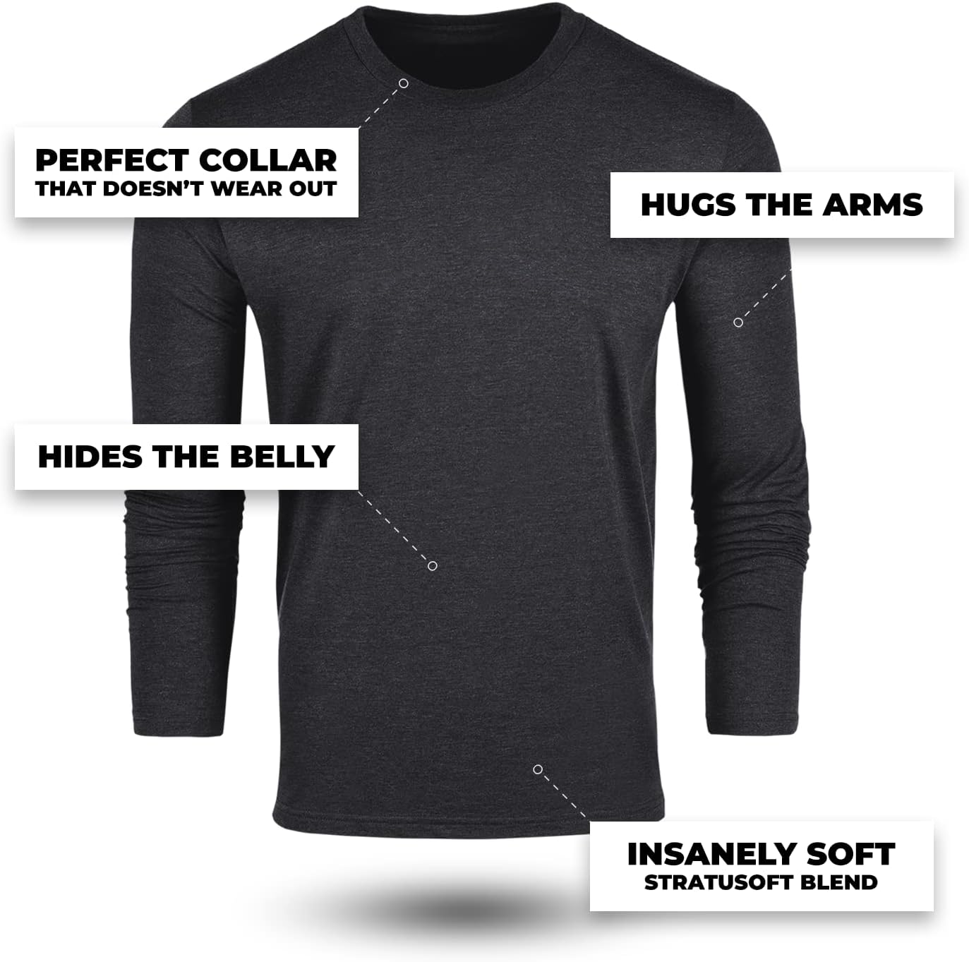 Fresh Clean Threads Mens Long Sleeve T-Shirt - Pre Shrunk Soft Fitted Premium Classic Tee - Men's T Shirts Cotton Poly - Image 3