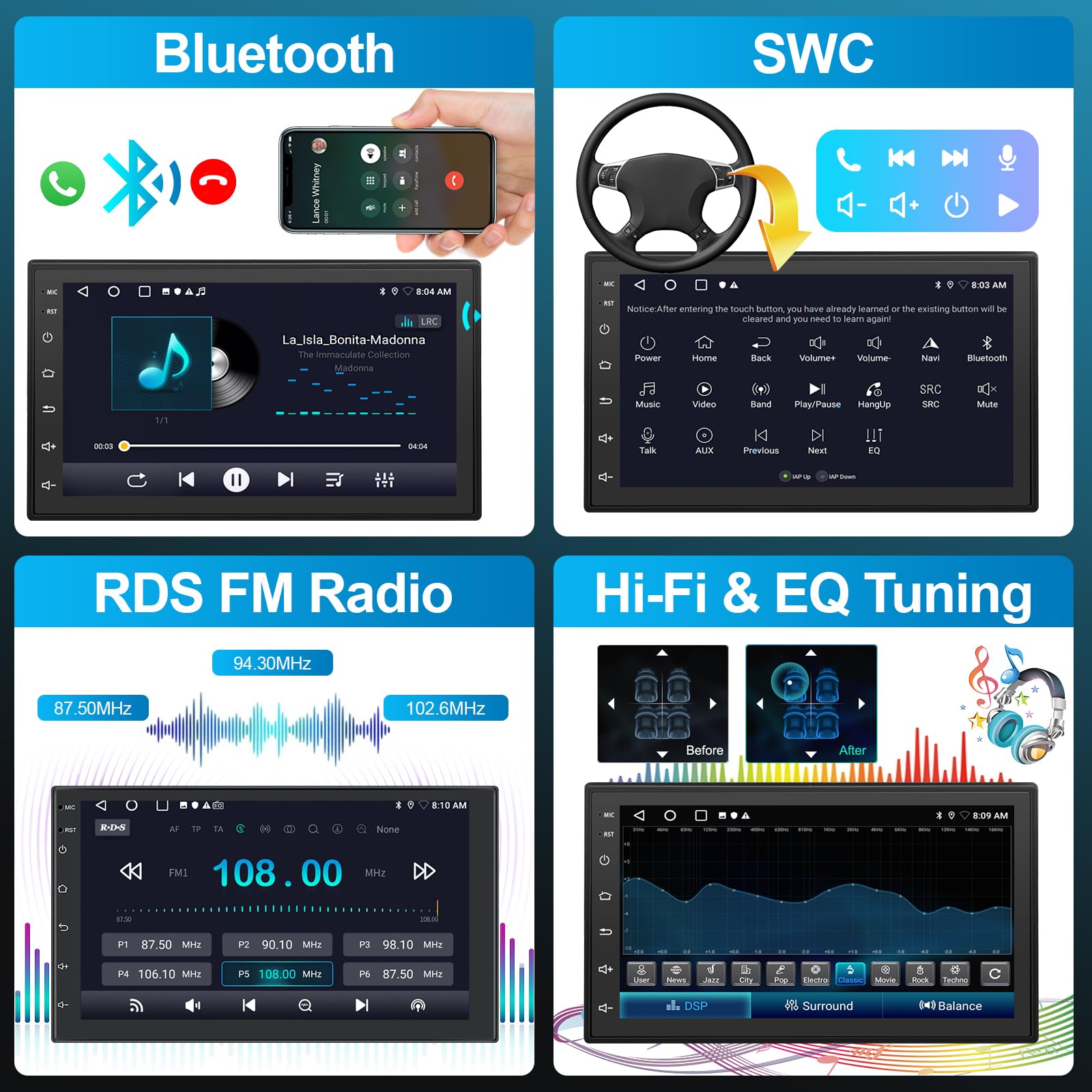 Autoradio Double Din 6,95" Avec CarPlay/Android Auto Sans Fil - Lecteur CD/DVD + Bluetooth + Caméra Recul