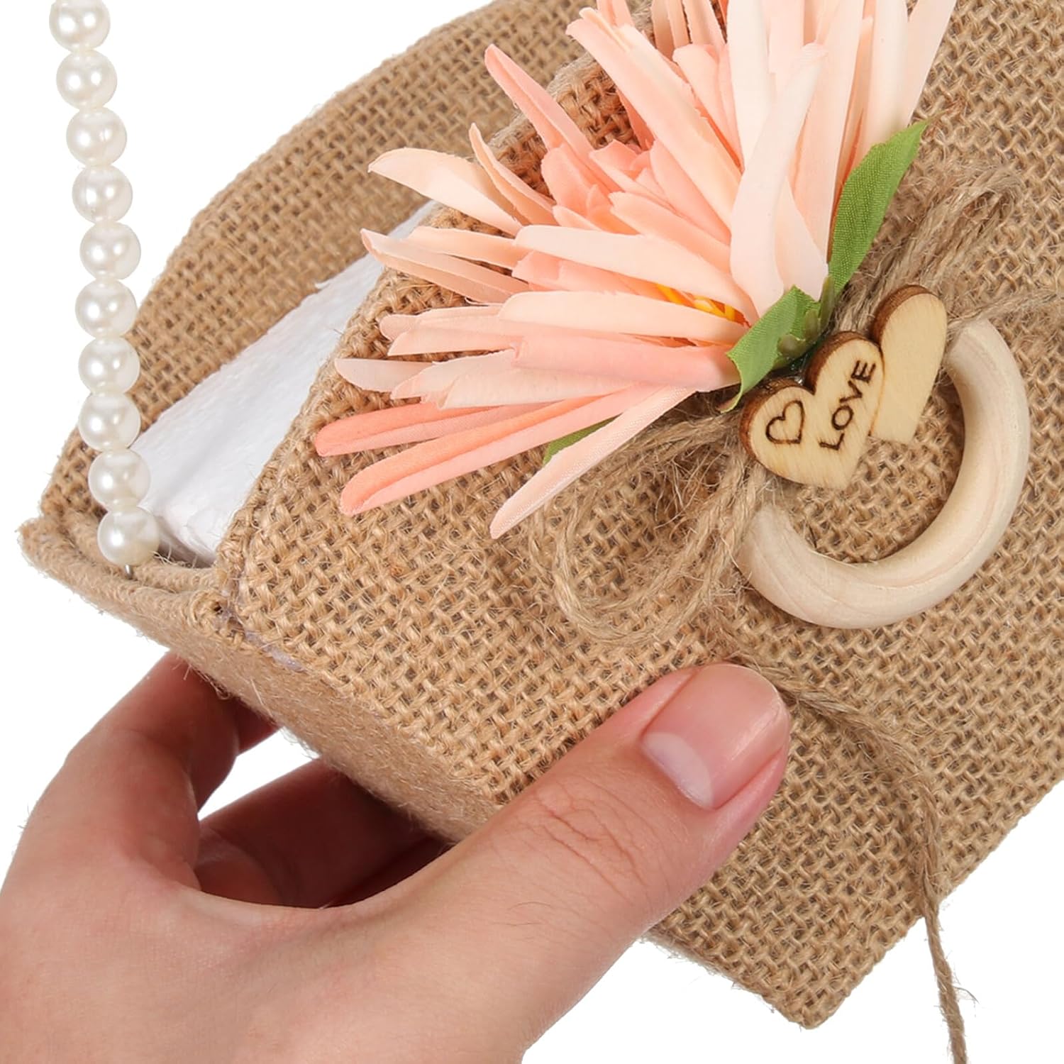 Rustic Wedding Flower Girl Basket Handheld Burlap Flower Storage Container 14x10x22cm Lightweight for Bridal Ceremony and Party Supplies