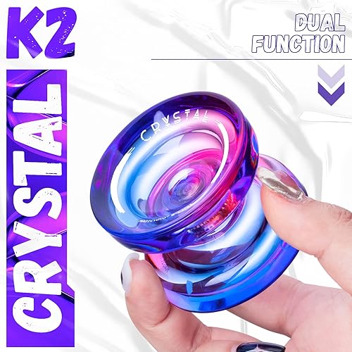 Miniatura 22 de MAGICYOYO K2 Crystal - Yoyo reactivo para niños, 2 yoyos profesionales, de doble función, para trucos con rodamiento no reactivo + 12 cuerdas +