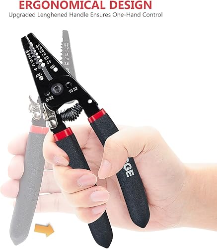 Miniatura 4 de WGGE WG-013 Pelacables y cortador de 7 pulgadas, cortes, tiras de alambre y bucles 10-20 AWG sólido y (0.031-0.102 in) trenzado