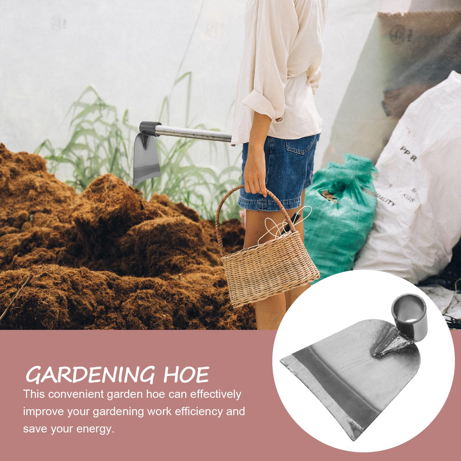 SEWACC Herramienta de Acero Inoxidable para Jardinería Cabeza Afilada y Mango Ergonómico, Herramienta Resistente para Excavar y Eliminar Hierbas No Deseadas en Huertos Domésticos