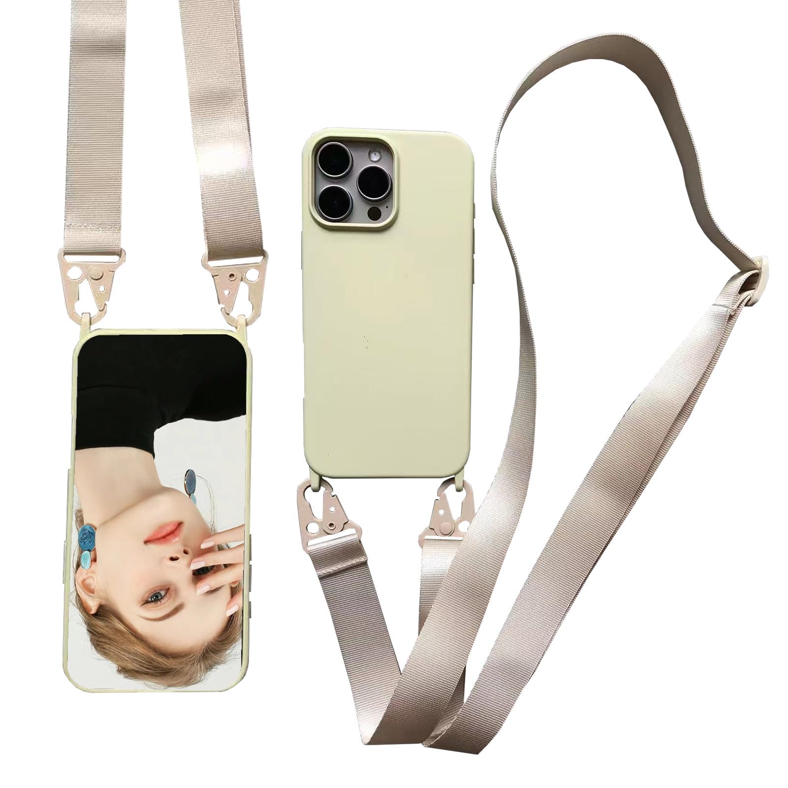 SINQERISHT Mobile Phone Lanyard Case for Apple iPhone 16 Pro, Mobile Phone Case with Nylon Shoulder Strap