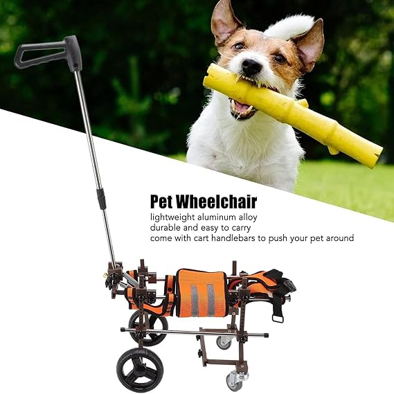 Four-Wheeled Dog Wheelchair, Adjustable Pet Wheelchair, Dog Front and Rear Leg Rehabilitation, Helping Paralyzed Pets Walk, Suitable for 8-20 Pound Disabled Dogs,A