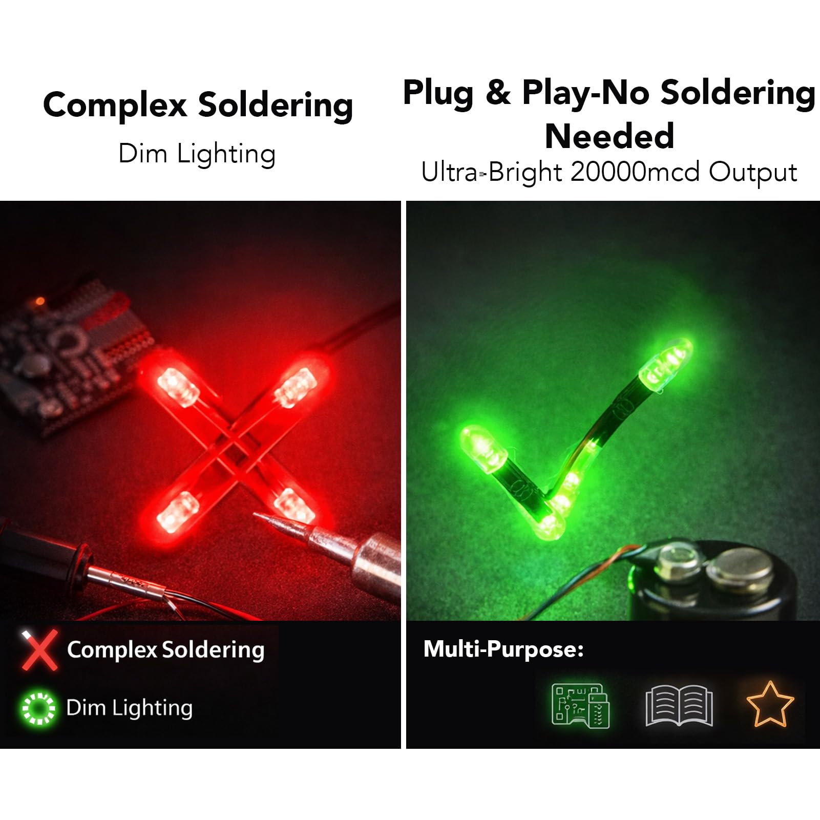 10 Sztuk 5mm Wstępnie Okablowane Diody LED, Długa żywotność, Wysoka jasność, 5-12V do Dekoracji, Majsterkowania, Nauczania (białe światło)