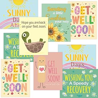 Fancy Land Get Well Cards 24 Pack Get Well Greeting Cards with Envelopes Stickers Friends Family Blank Inside