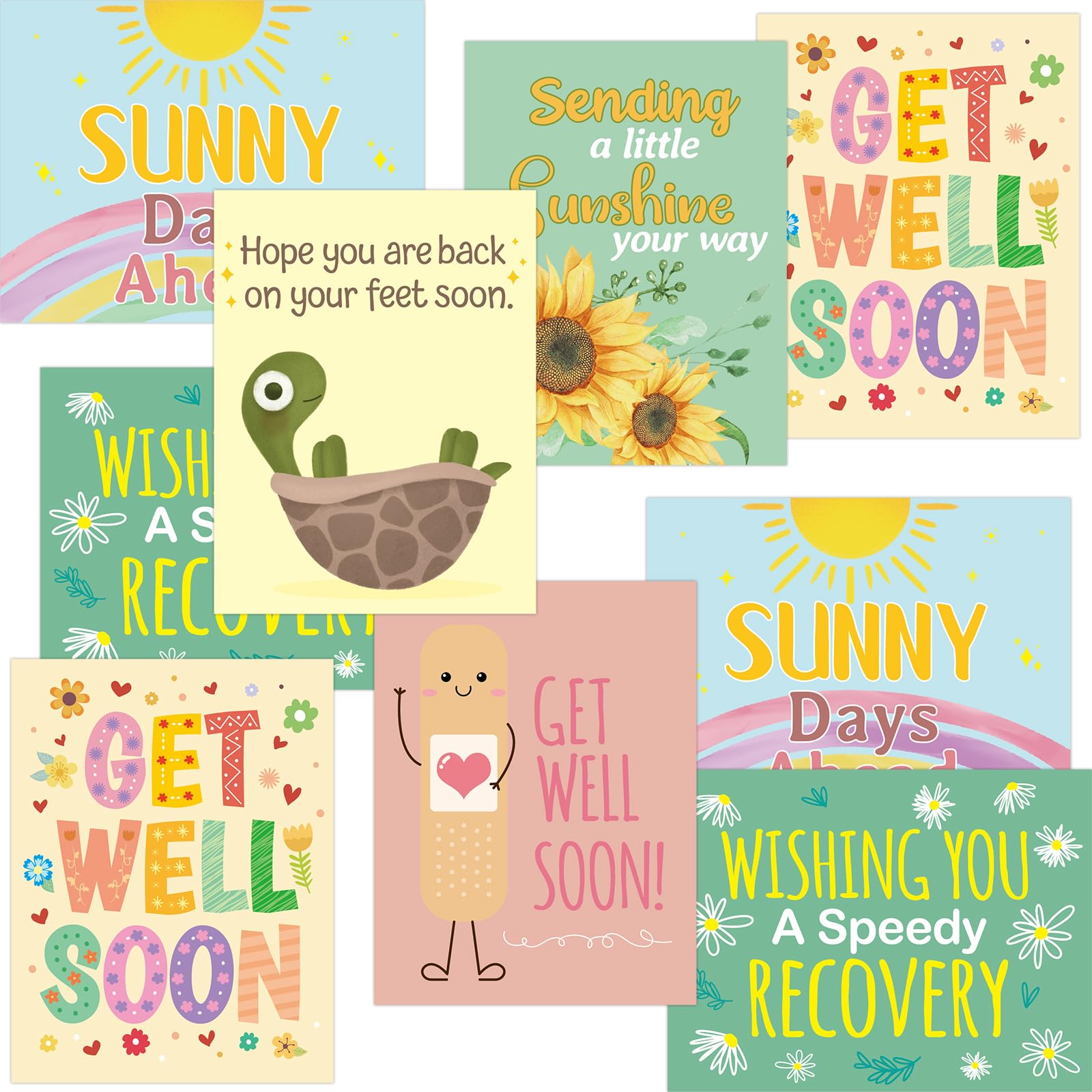 Fancy Land Get Well Cards 24 Pack Get Well Greeting Cards with Envelopes Stickers Friends Family Blank Inside