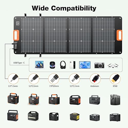 Miniatura 7 de GRECELL Estación de energía portátil de 240 W con panel solar biacial portátil de 120 W, generador solar de 153.6 WH Batería LiFePO4 de doble vía