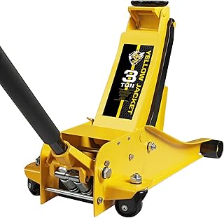 YELLOW JACKET 3 Ton Hydraulic Floor Jack Dual Pump for Quickly Car Lift, Low Profile Service Jack, 6600 lb Capacity