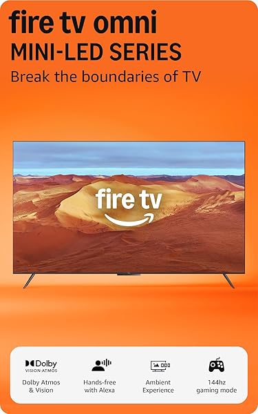 Amazon Fire TV 65" Omni Mini-LED Series (newest model), QLED 4K UHD smart TV, Dolby Vision IQ, 144hz gaming mode, Ambient Experience, find shows faster with Alexa+