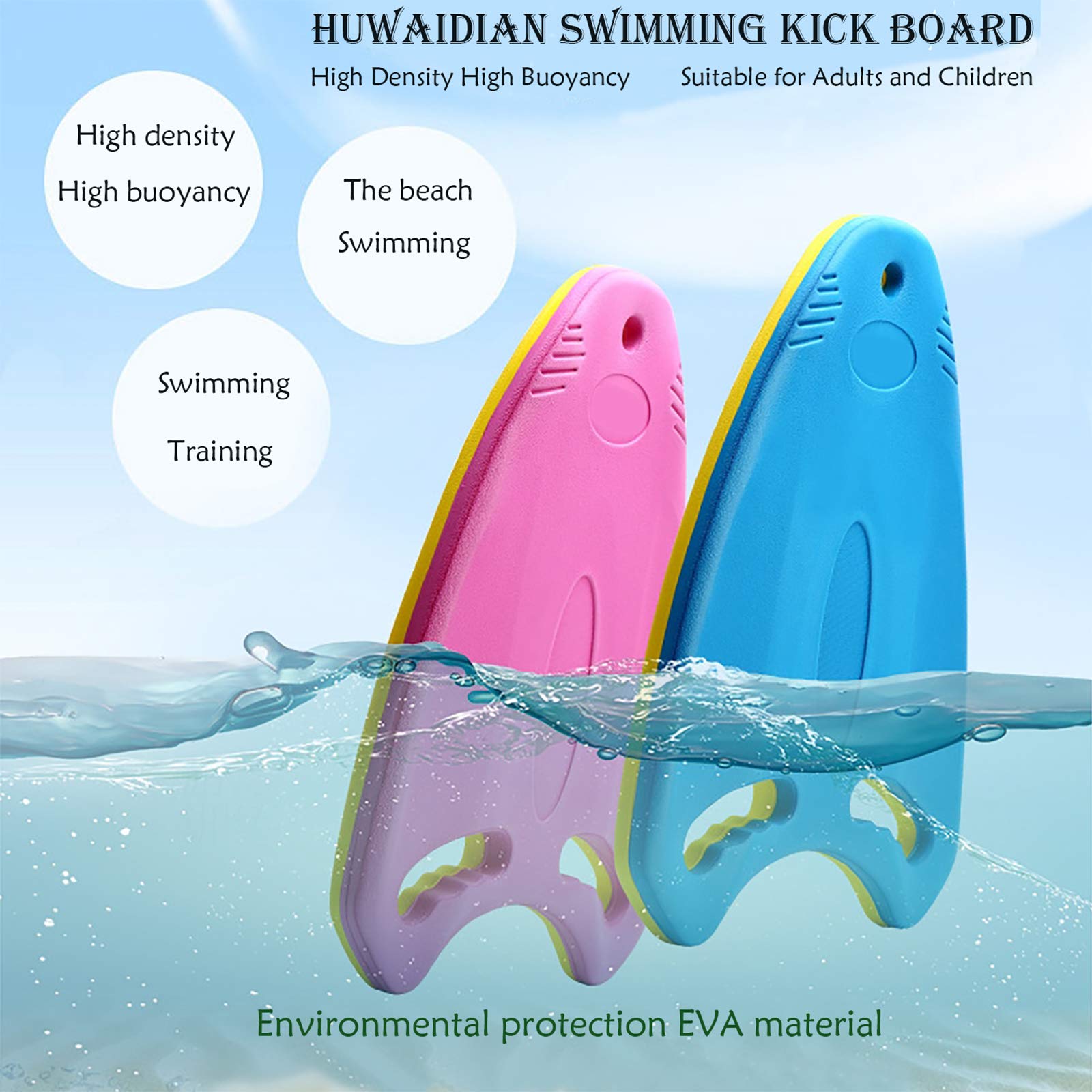 Swimming Kickboard, EVA Swimming Float Board, Swimming Learning Training Aid (Yellow & Pink)