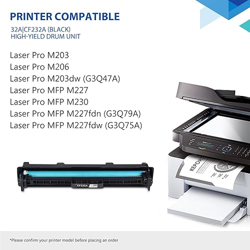 Miniatura 2 de CF232A - Tambor de imagen 32A negro, paquete de 2 unidades  Reemplazo de tambor de imagen 32A CF232A para unidad de tambor HP CF232A compatible con