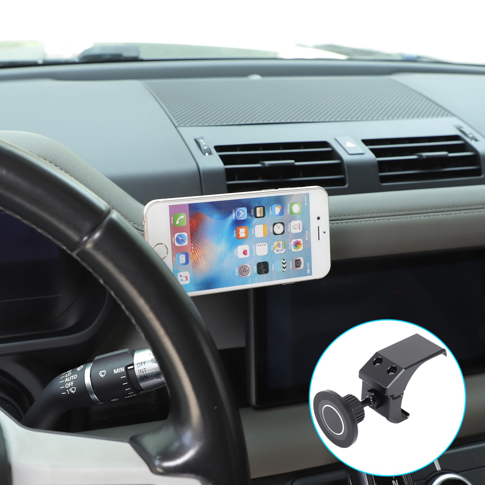 Supporto per cellulare auto magnetico compatibile con Land Rover Defender 2020-2023 modelli (G modello high-end), robusto supporto in alluminio, 1 pezzo per iPhone/Android/Galaxy