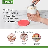 Vista 3 de Tovolo Sweet Treat, Recipiente reutilizable para helado casero, frambuesa, cubetas de almacenamiento apilables de 1 cuarto de galón con tapas