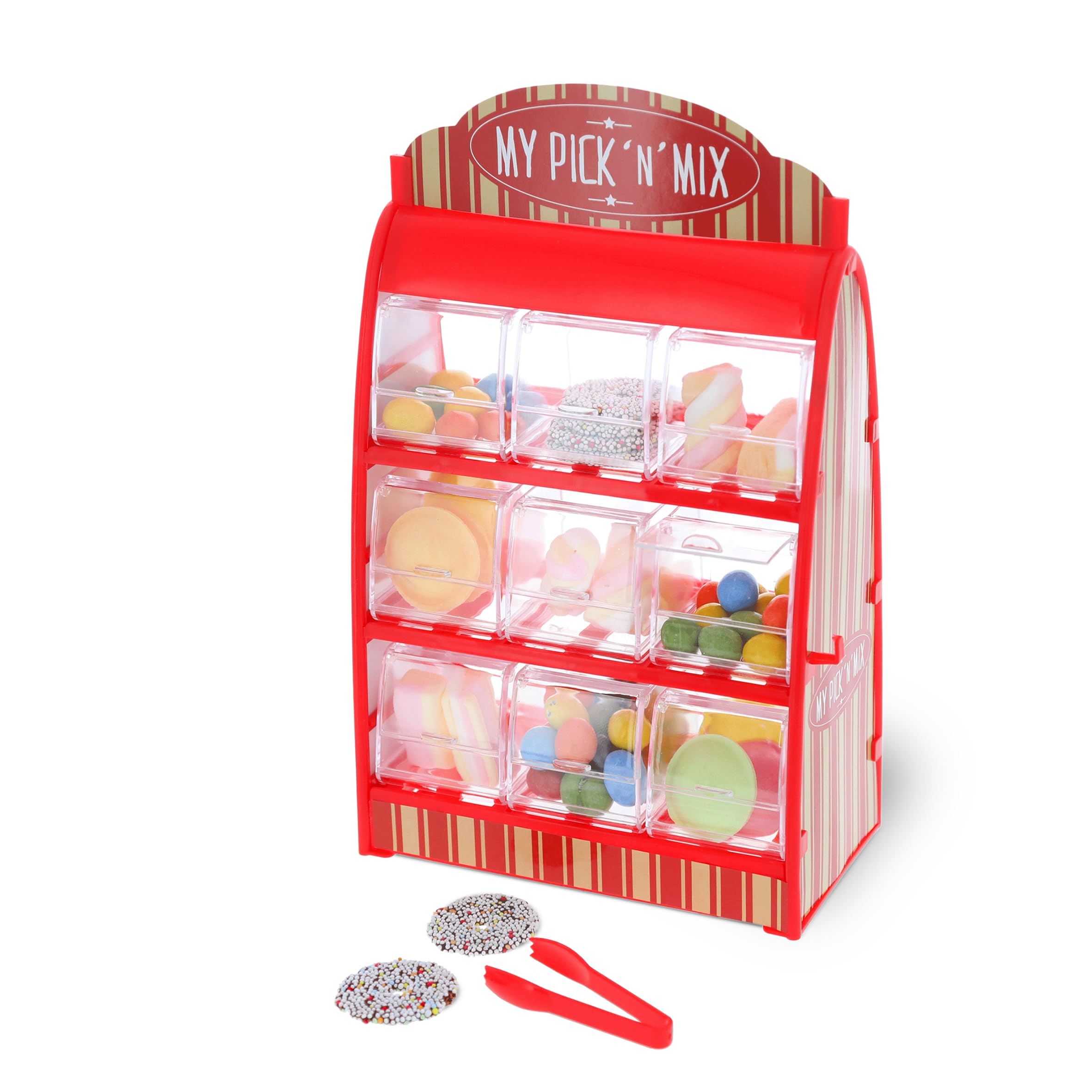 Distributore Caramelle Retr&ograve; Anni '50 - Con Pinza, 25cm, Rosso, Per Caramelle Gommose