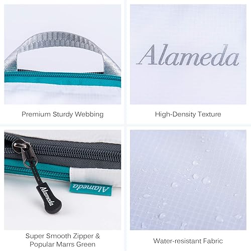 Miniatura 7 de Juego de 3 cubos de equipaje de viaje, organizadores de equipaje de compresión ligeros, nailon duradero con cremalleras dobles para maleta, viaje de