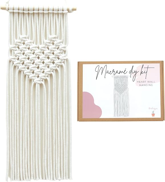 DIY Macrame Kit for Beginners Make Your own Heart Wall Hanging 100% Cotton Rope 5mm (Natural) - Handmade in The UK