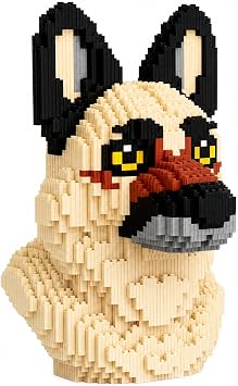 German Shepherd Dog Building Blocks, 5150 PCS Mini Micro Bricks Dog Head Statue, Home Decor Gift for Dog Lovers