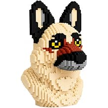 German Shepherd Dog Building Blocks, 5150 PCS Mini Micro Bricks Dog Head Statue, Home Decor Gift for Dog Lovers