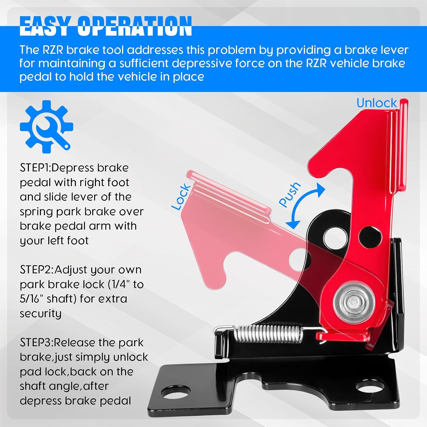 Chelhead Spring Parking Brake RZR Parking Brake Kit Adjustment Brake Pedal Lock Compatible with Polaris RZR All Model Polaris Ranger 800 900 1000 Turbo Turbo S RZR Accessories