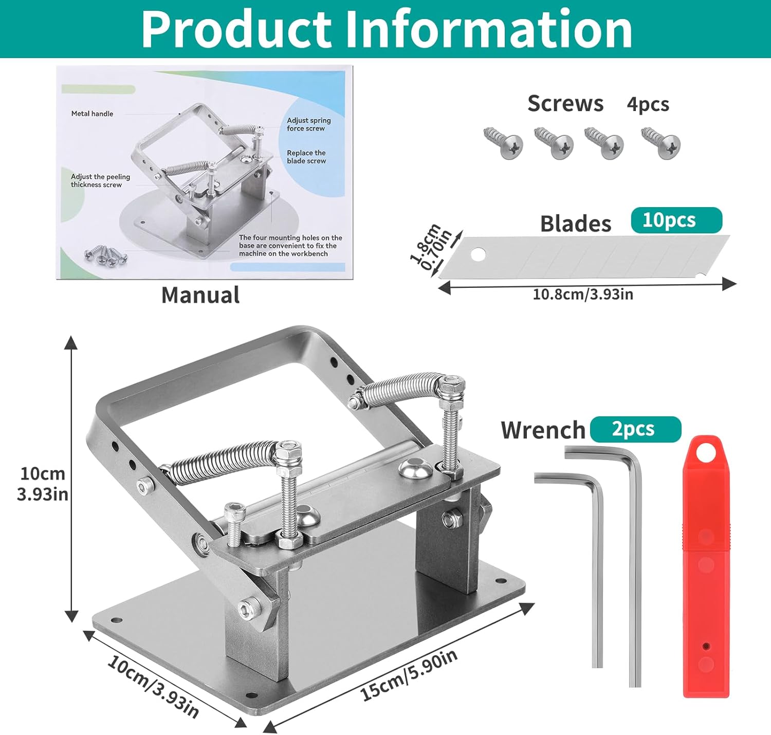 Manual Leather Splitter Peeling Machine, Leather Paring Skiver Skiving Tools with Instructions Handle Leatherworking Tools with Blades for DIY Leatherwork