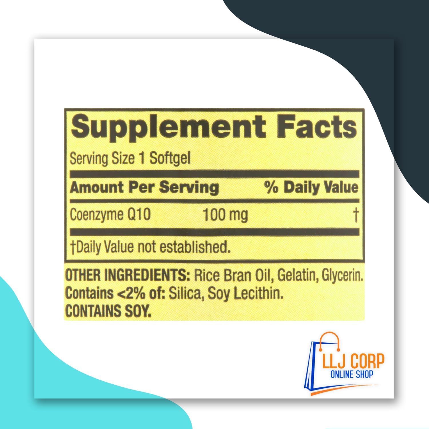 Spring Valley Rapid-Release CoQ10 Heart Health Dietary Supplement Softgels, 100 mg, 60 Count, Bundle with Weekly Pills Planner + LLJ Corp Sticker., White