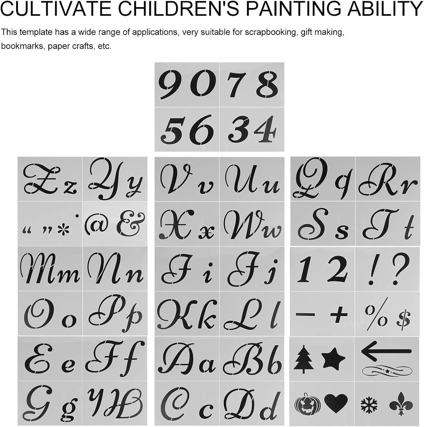 EXCEART 40pcs DIY Hollow Letter Stencil for Boys and Girls Durable Reusable Painting Templates for Creative Crafts Easy Clean Designs for Imaginative Drawing Professional Patterns