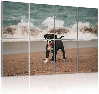 8 Pack Art Acoustic Panels Self Adhesive Labrador Retriever puppy playing beach Decorative Soundproof Wall Panels Sound Absorbing Panel 48"x32" for Office Home Studio