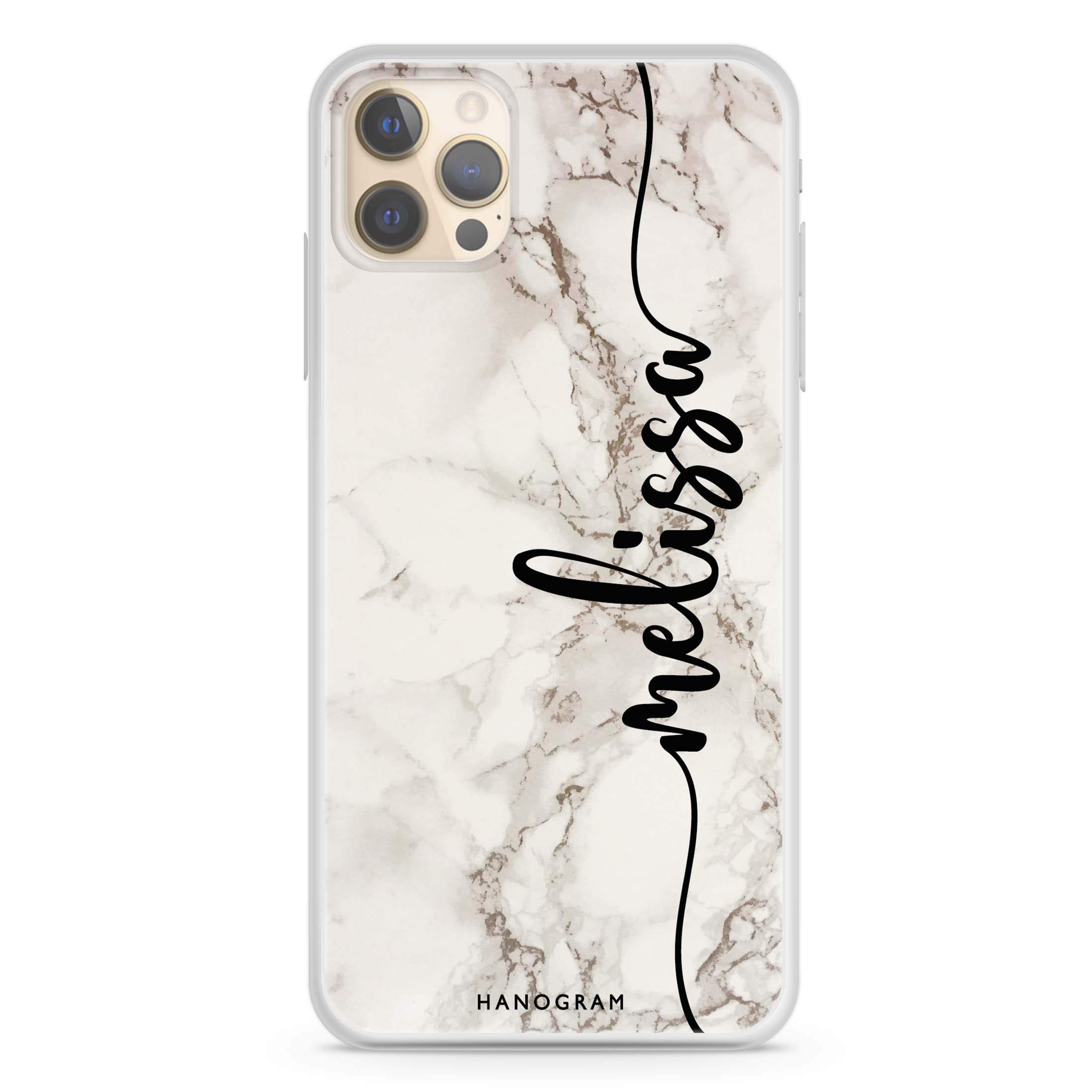 Marble Edition V iPhone 12 Pro Max Soft Clear Case, iPhone 12, iPhone 12 Pro, iPhone 12 Pro Max, iPhone 12 mini, Custom Your Name, Personalized Phone Case [Hanogram Case]