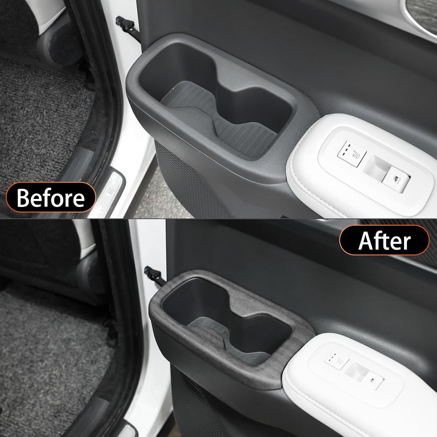 YOUTOOCAR 2PCS Second Row Seat Cup Holder Covers Compatible with Hyundai Santa Fe 2024-2026 Accessories (Wood Grain)