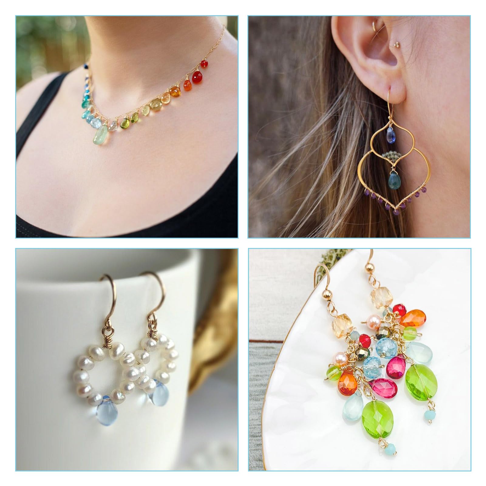 Amazon | Beadthoven カラフル しずく型 ガラスビーズ 透明 デコパーツ  