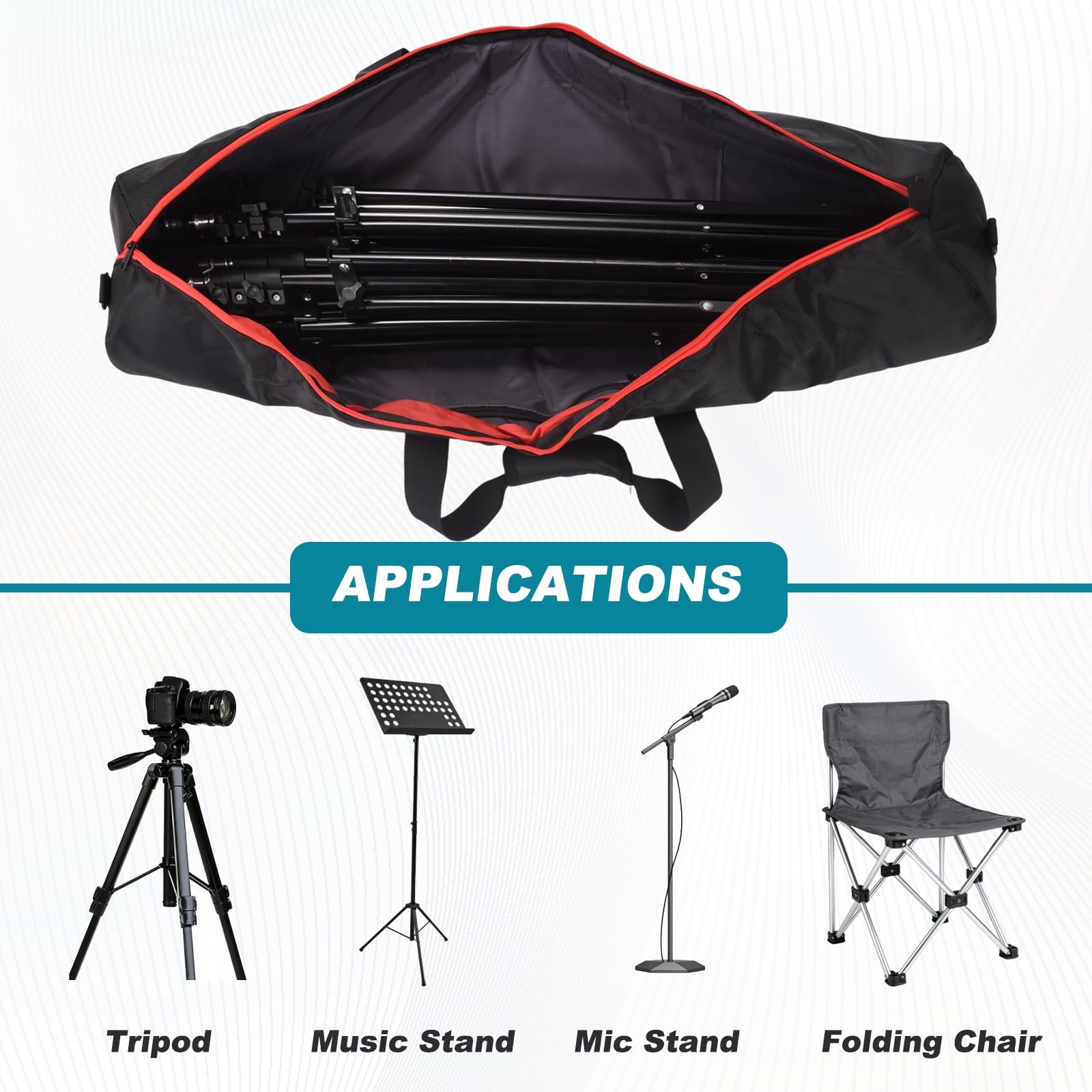 sourcing map Custodia da trasporto per treppiedi da 99 cm, in nylon, con manici, tracolla per studio fotografico all'aperto, adatta per monopiede, altoparlante musicale, microfono, attrezzatura