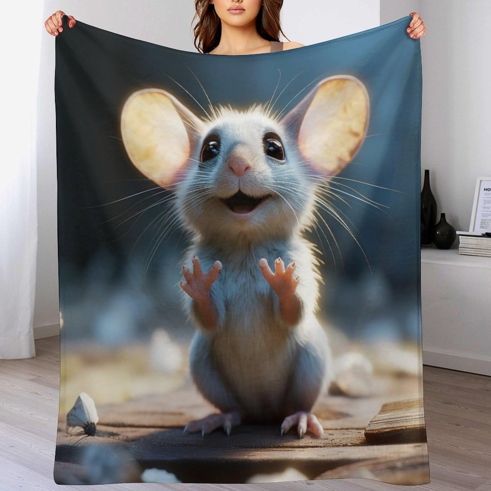 Plaid Couverture De Souris en Flannel Polaire 1 Pièce Moelleux Douce Chaude Facile À Manipuler pour Lit Canapé Chambre Balcon Voyages Bébé Feuteille（180×200cm）