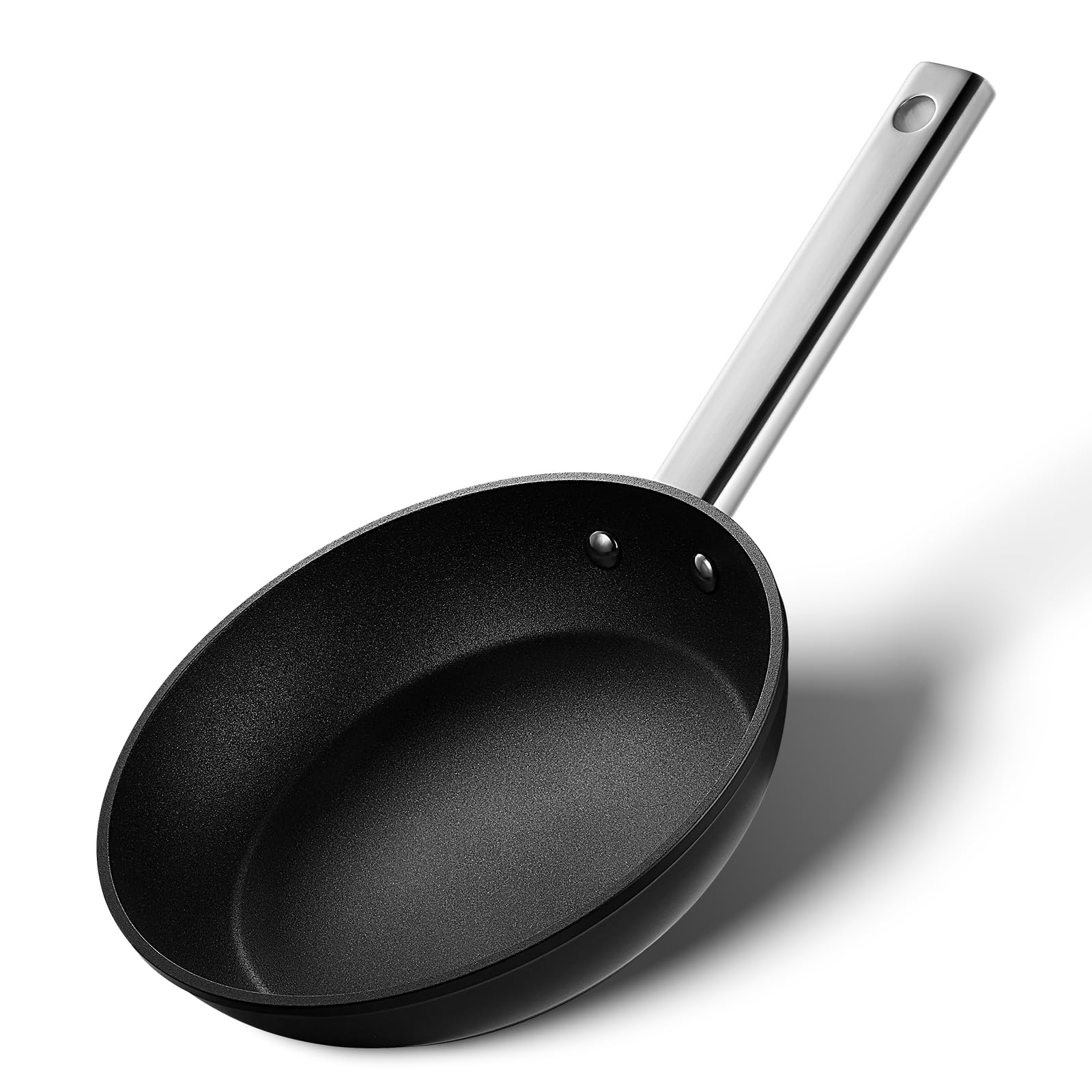 KOCH SYSTEME CS Stainless Steel Pan with Lid, 10 Inch Stainless Steel Frying Pan with Nonstick Ceramic Coating, Stainless Steel Skille With Lid, Induction Compatible, Pearl WhiteRecycled Claim Standard Blended