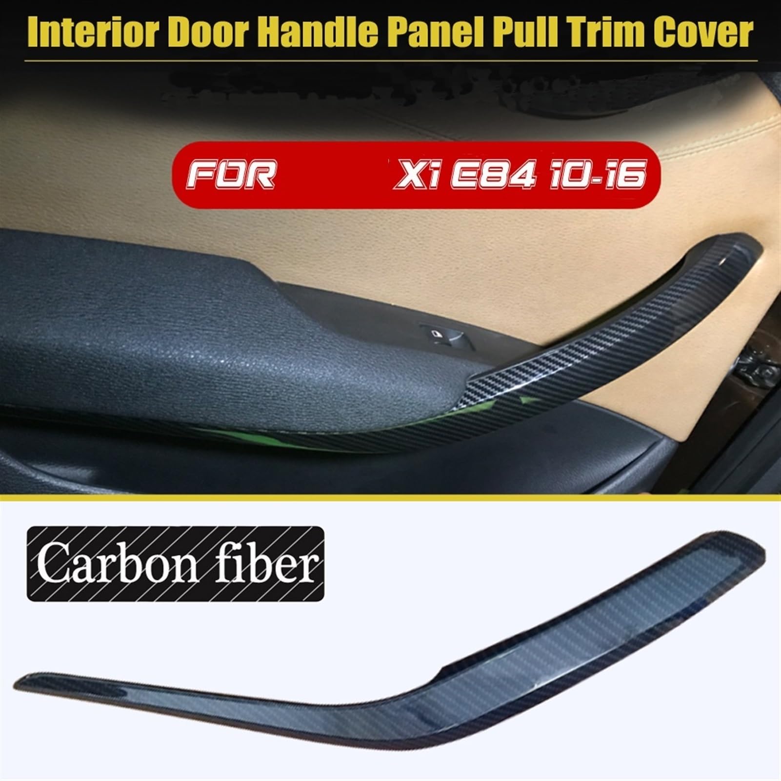 Panel drzwi wewnętrznych ABS samochodu z włókna węglowego uchwyt osłona wykończeniowa do naciągania, dla, dla X1 E84 X1 16i/18d/20d/28i/25dx 2008-2016 51412991775 Klamka wewnętrzna do drzwi(C