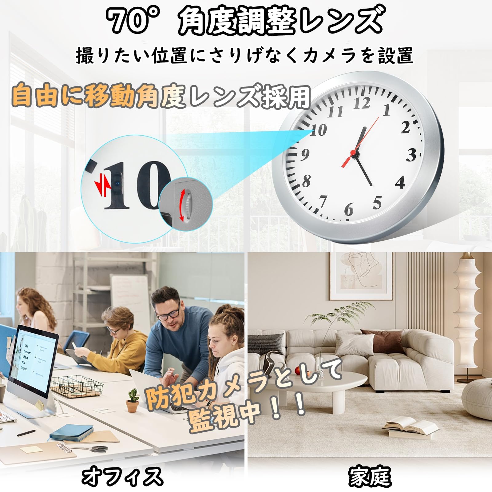 Amazon.co.jp: 小型カメラ 掛け時計型カメラ ZHTNC 防犯カメラ