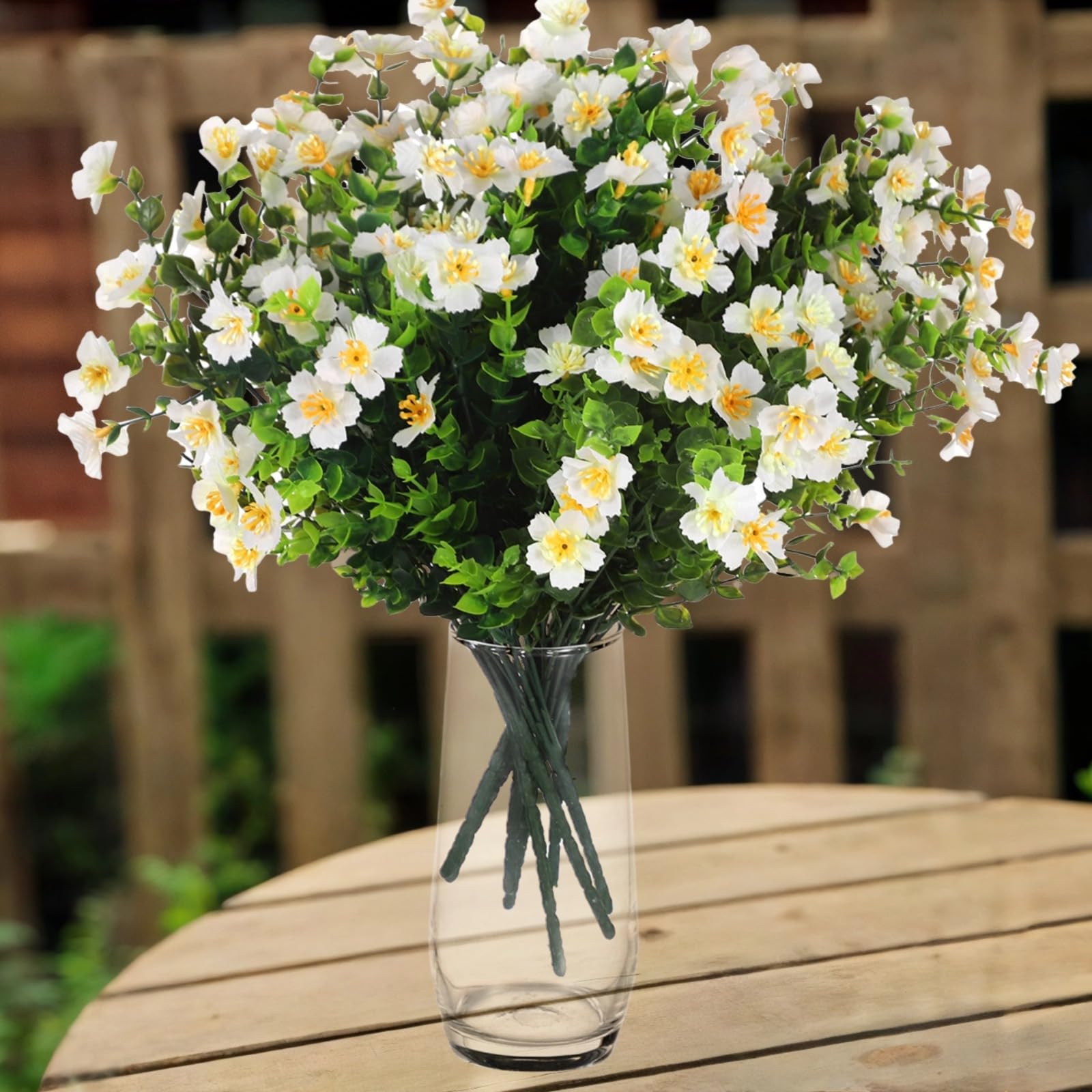 Generisch Künstliche Blumen für draußen, 12 Bündel weiße Kunstblumen zur Wohnraumdekoration, Kunstpflanzen für Garten, Balkon, Fensterbank und Außenbereich, ohne Pflegeaufwand, natürlicher Look
